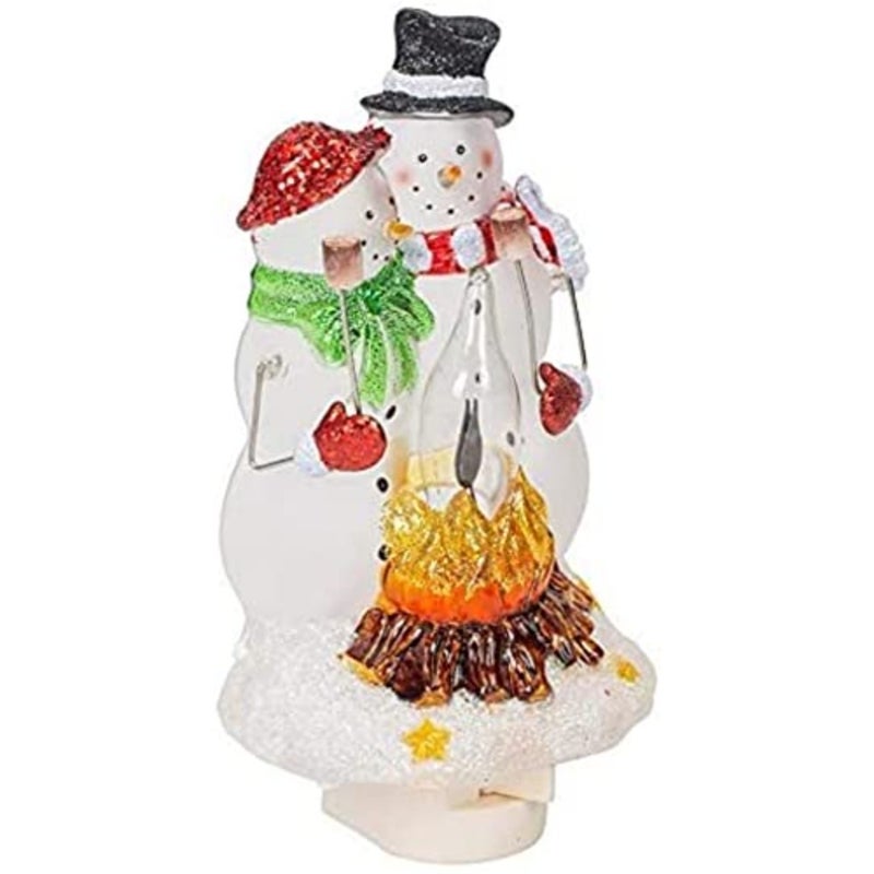 Snowmen Couple by Campfire 8 Inch Acrylic Swivel Plug-in Bubble Night Light - Image 4
