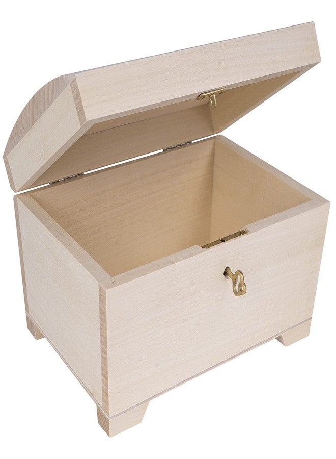 Creative Deco Large Wooden Jewelry Box | Lockable Storage Box with Lock & Key | 7.87 x 5.70 x 4.60 in | Plain, Unpainted & Unfinished | Keepsake Trinket Treasure Chest - Image 1