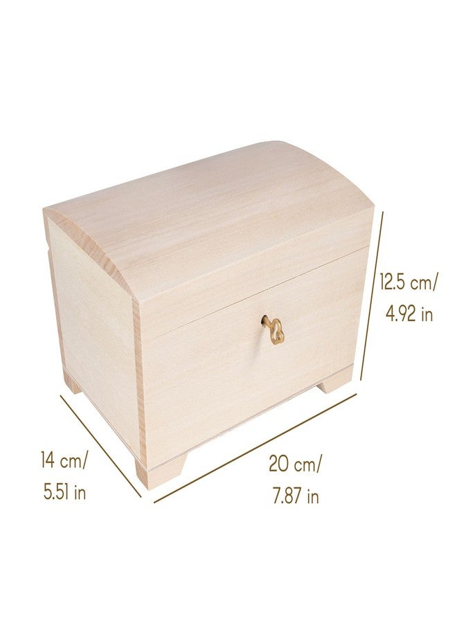 Creative Deco Large Wooden Jewelry Box | Lockable Storage Box with Lock & Key | 7.87 x 5.70 x 4.60 in | Plain, Unpainted & Unfinished | Keepsake Trinket Treasure Chest - Image 2