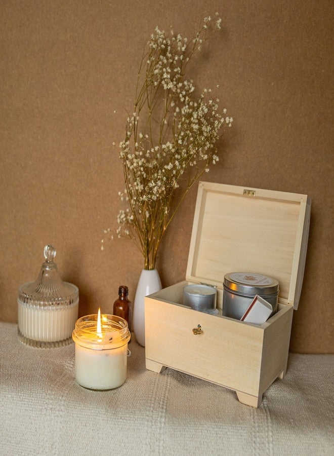 Creative Deco Large Wooden Jewelry Box | Lockable Storage Box with Lock & Key | 7.87 x 5.70 x 4.60 in | Plain, Unpainted & Unfinished | Keepsake Trinket Treasure Chest - Image 5