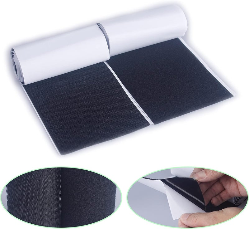 HUAYY 5 Inches Width 1 Yards Length | self-Adhesive Hook and Loop Style Sheets | Super Sticky Glue Nylon Patch | Strips | Patch | Fastener,Black (5in x 1yd) - Image 1