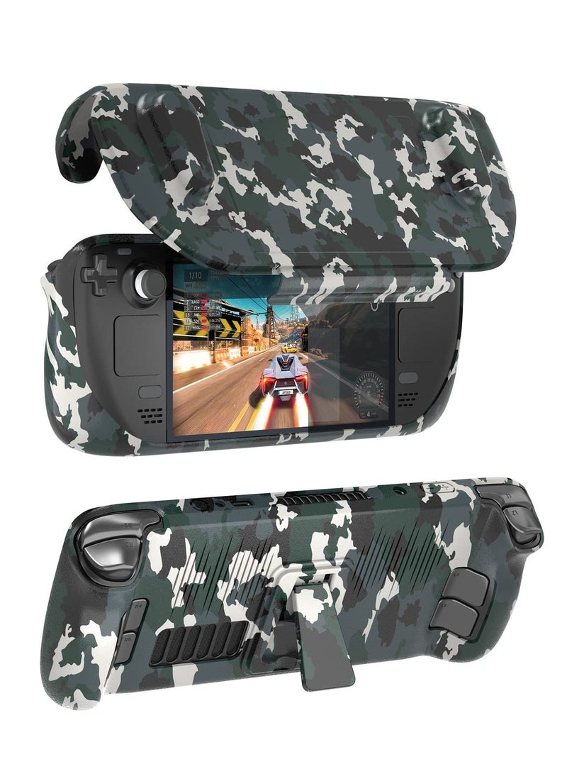 Steam Deck Case Upgraded Full Protector Case with Detachable Front Cover and Kickstand for Valve Steam Deck Shock Absorption Anti Scratch TPU Rugged Armor designed for Steam Deck case Camouflage - Image 1