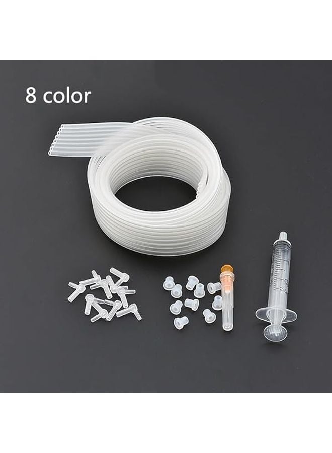 8 مجموعة أنابيب حبر CISS ملونة مع أنبوب PVC ومرفق الأنبوب وسدادة مطاطية - Image 3