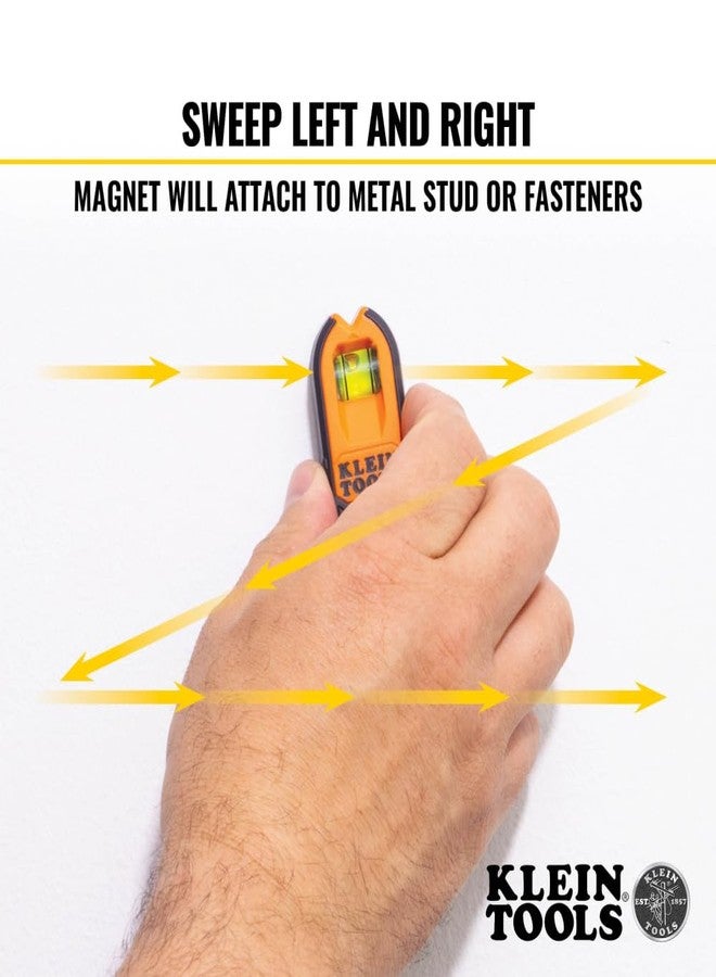 Klein Tools MSF100 Magnetic Stud Finder and Level, Compact, Wood and Metal Detector with Bubble Vial for Accurate Markings, Felt Pad Backing - Image 4