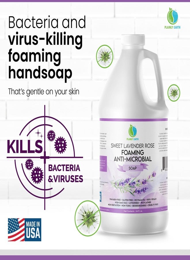 Plainly Earth AntiMicrobial Hand Soap 64 oz - Sweet Lavender Rose Gentle Foaming Liquid Hand Soap Refill Antibacterial - Moisturizing, Long Lasting Freshness & Safe for Skin - Image 4
