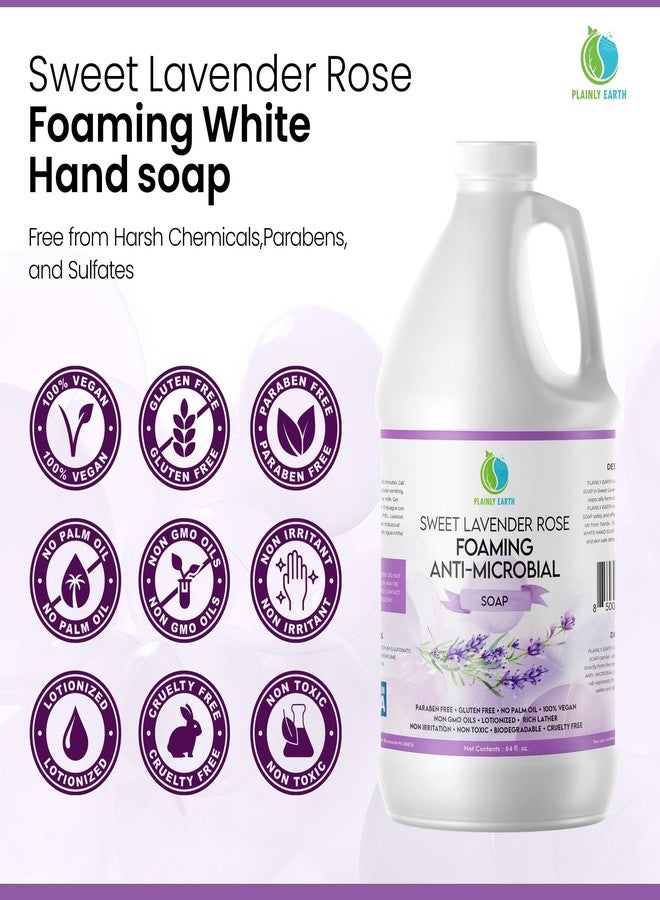 Plainly Earth AntiMicrobial Hand Soap 64 oz - Sweet Lavender Rose Gentle Foaming Liquid Hand Soap Refill Antibacterial - Moisturizing, Long Lasting Freshness & Safe for Skin - Image 2