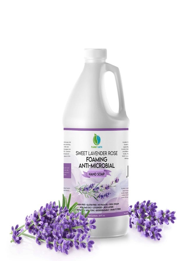 Plainly Earth AntiMicrobial Hand Soap 64 oz - Sweet Lavender Rose Gentle Foaming Liquid Hand Soap Refill Antibacterial - Moisturizing, Long Lasting Freshness & Safe for Skin - Image 1