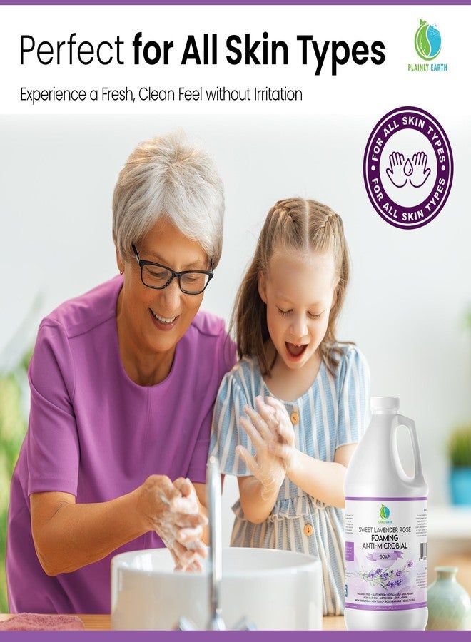 Plainly Earth AntiMicrobial Hand Soap 64 oz - Sweet Lavender Rose Gentle Foaming Liquid Hand Soap Refill Antibacterial - Moisturizing, Long Lasting Freshness & Safe for Skin - Image 3