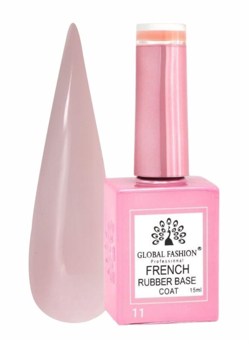 GLOBAL FASHION Global Fashion French Rubber Base Coat 15ml: Long-Lasting, Durable, & Chip-Resistant Gel Nail Polish Base Coat for Manicure and Pedicure | (11)  - Image 1