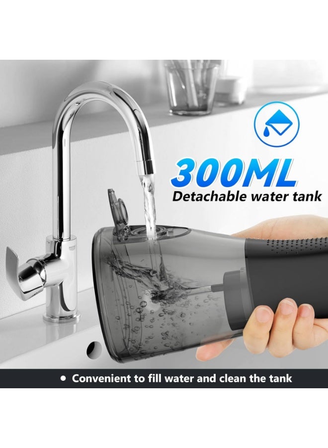 إتش تو أو فلوس خلاط أسنان مائي، 5 أوضاع، جهاز تنظيف فم لاسلكي بسعة 300 مل، مقاوم للماء IPX7 وقابل لإعادة الشحن لتنظيف الأسنان للاستخدام المنزلي والسفر - Image 4