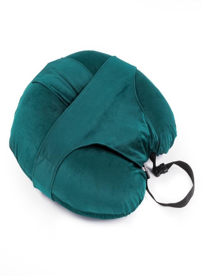 ويكفيت وسادة رضاعة ويكفيت للمواليد الجدد | ضمان 3 أشهر | وسادة رضاعة 5 في 1 مع حزام وحلقة للرضاعة الطبيعية وغطاء مخملي قابل للإزالة | لون أخضر طاووسي - Image 3