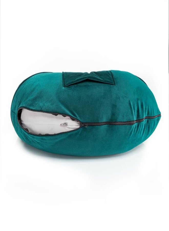 ويكفيت وسادة رضاعة ويكفيت للمواليد الجدد | ضمان 3 أشهر | وسادة رضاعة 5 في 1 مع حزام وحلقة للرضاعة الطبيعية وغطاء مخملي قابل للإزالة | لون أخضر طاووسي - Image 5