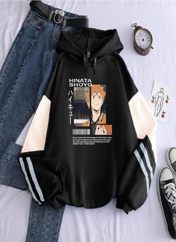 Eckek - Harajuku Anime Haikyuu Cool Hinata Shoyo Print Hoodies Fun Cartoon Karasuno Fly High Fashion Casual Loose Winter Cool Men Sweatshirt - Image 1