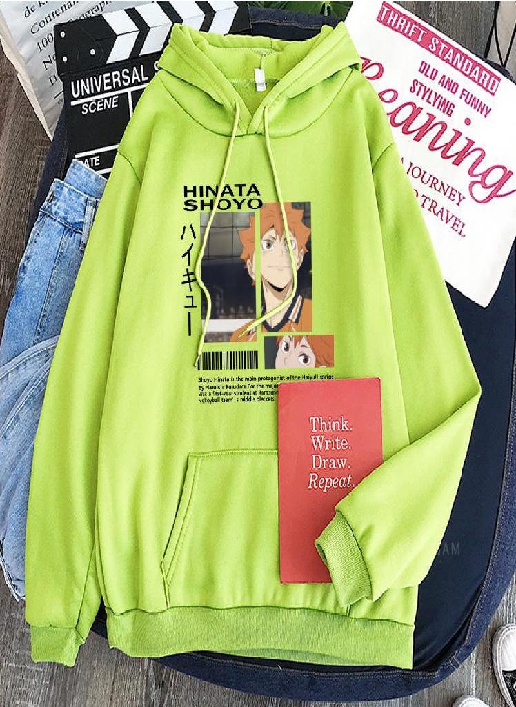 Eckek - Harajuku Anime Haikyuu Cool Hinata Shoyo Print Hoodies Fun Cartoon Karasuno Fly High Fashion Casual Loose Winter Cool Men Sweatshirt - Image 1