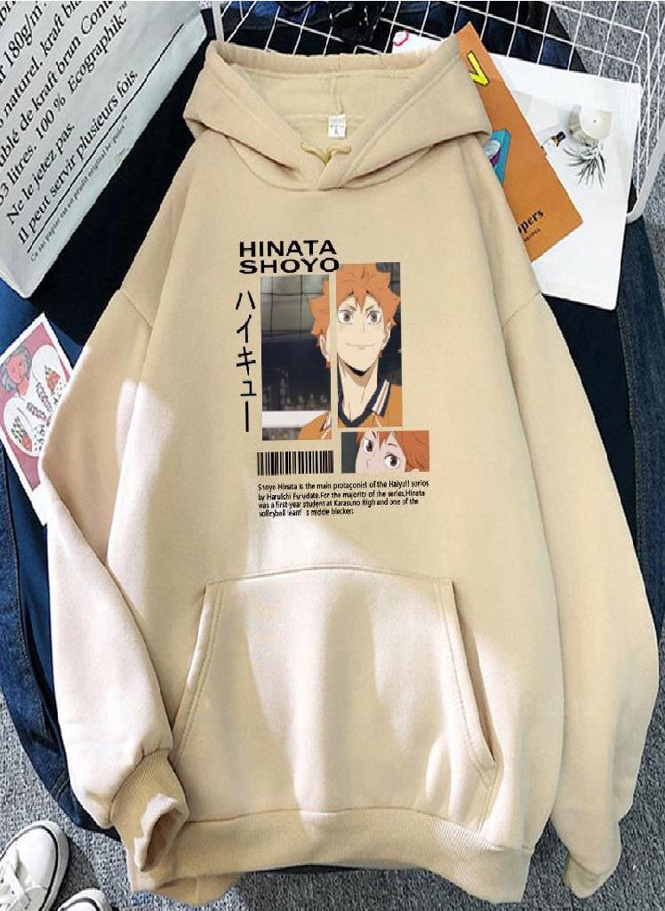 Eckek - Harajuku Anime Haikyuu Cool Hinata Shoyo Print Hoodies Fun Cartoon Karasuno Fly High Fashion Casual Loose Winter Cool Men Sweatshirt - Image 1