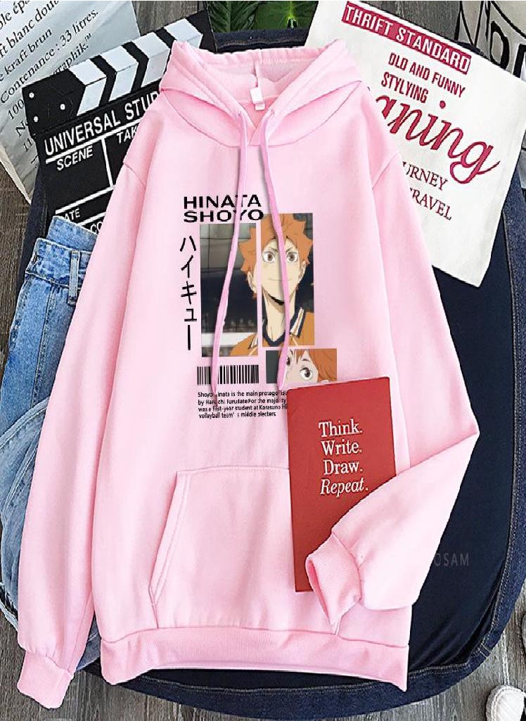 Eckek - Harajuku Anime Haikyuu Cool Hinata Shoyo Print Hoodies Fun Cartoon Karasuno Fly High Fashion Casual Loose Winter Cool Men Sweatshirt - Image 1