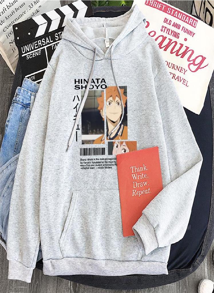 Eckek - Harajuku Anime Haikyuu Cool Hinata Shoyo Print Hoodies Fun Cartoon Karasuno Fly High Fashion Casual Loose Winter Cool Men Sweatshirt - Image 1