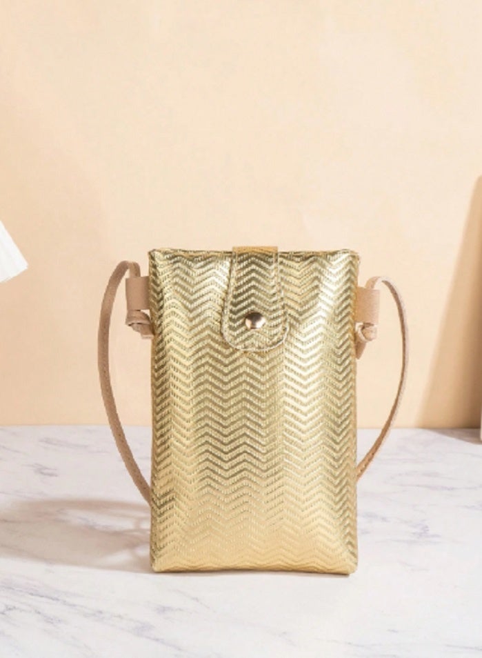 Shein shein Crocodile Pattern Gold And Fashionable Coin Purse Can Be Shouldered Can Be Cross-Body Anti-Theft Buckle Very Suitable For Travel Travel Wearing Festivals. Phone Bag  - Image 1