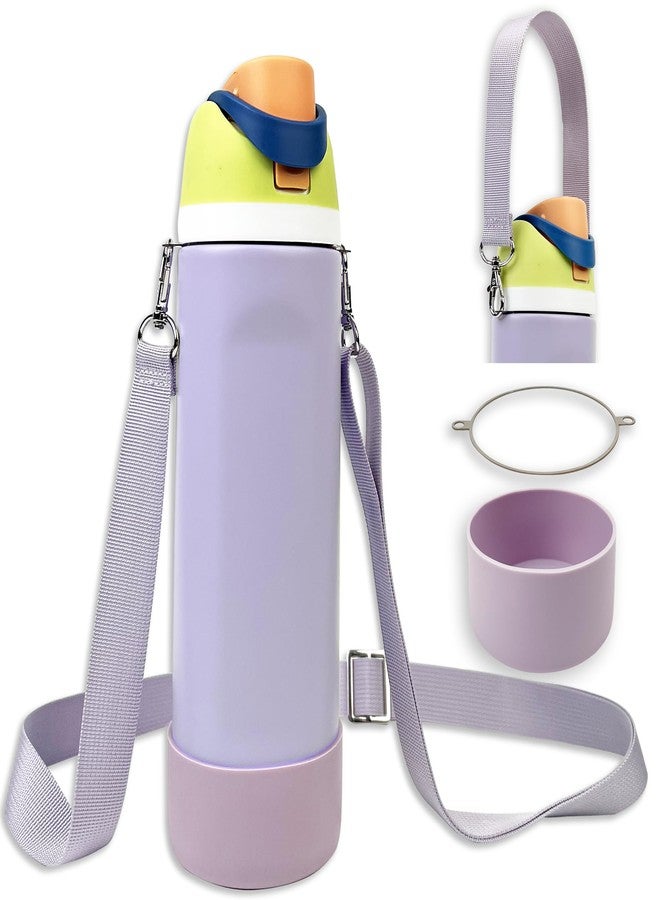 SITKOL Silicone Boot Set for Cute Owala Water Bottle 24 oz - Includes Non-Slip Sleeve, Shoulder Strap & Handle Strap, Perfect Owala Accessories, Fits Free Sip, Tumbler, Matches Pink, Black & More (Purple) - Image 1