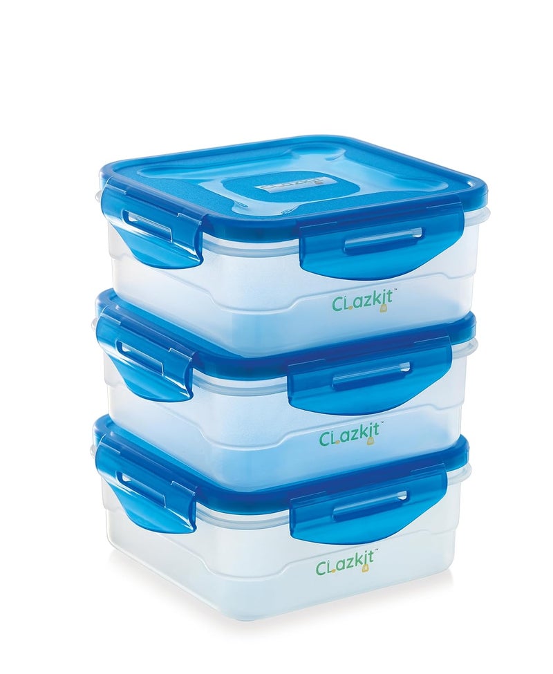 Clazkit MultiPurpose Plastic Containers with Lid for Kitchen Storage Food Grade BPA Free Leak Proof Pack Of 3 800ml - Image 1