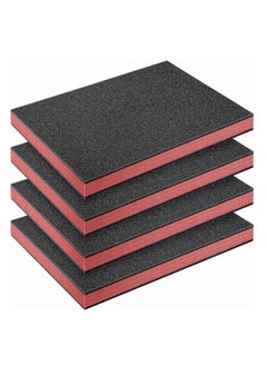 4 Pcs Cuttable Polyurethane Foam Pads Foam Sheets Craft Foam Tool Box Foam Insert For Cases Packing Padding Camera Toolbox Storage (Red, Black,16 X 12 X 1.5 Inch)