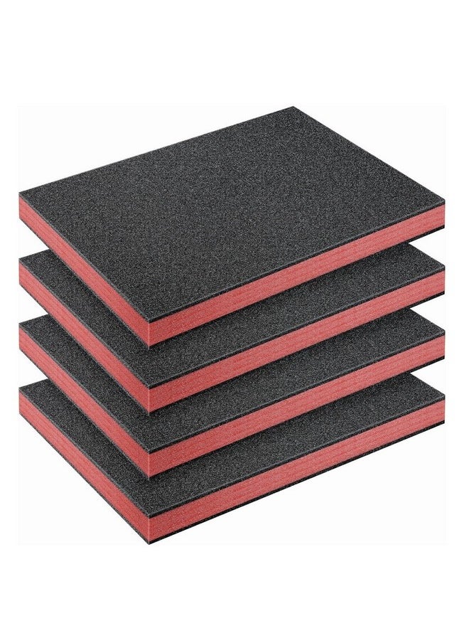 Outus - 4 Pcs Cuttable Polyurethane Foam Pads Foam Sheets Craft Foam Tool Box Foam Insert For Cases Packing Padding Camera Toolbox Storage (Red, Black,16 X 12 X 1.5 Inch) - Image 1