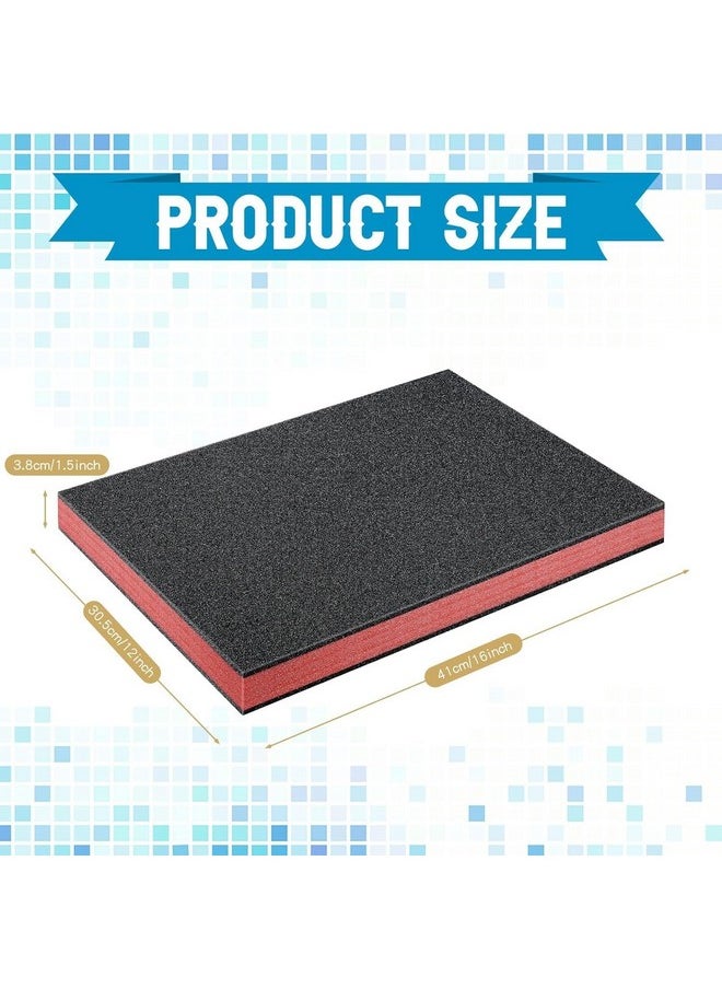 Outus - 4 Pcs Cuttable Polyurethane Foam Pads Foam Sheets Craft Foam Tool Box Foam Insert For Cases Packing Padding Camera Toolbox Storage (Red, Black,16 X 12 X 1.5 Inch) - Image 1