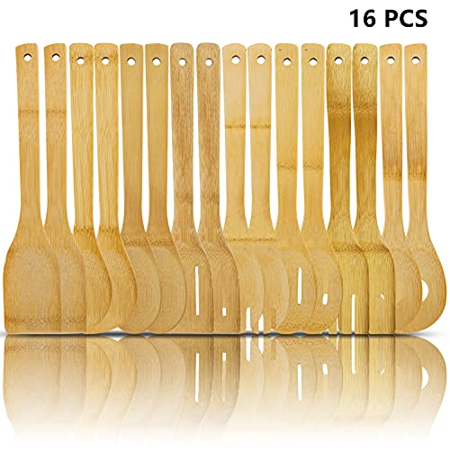 DEAYOU 16 PCS Bamboo Kitchen Utensils, Wood Spoons Spatula Set for Cooking, Nonstick Natural Cooking Utensils for Cookware, Wok, Everyday Use, Mothers Day Gifts, Housewarming Gifts - Image 3