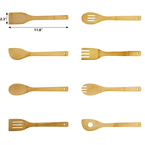 DEAYOU 16 PCS Bamboo Kitchen Utensils, Wood Spoons Spatula Set for Cooking, Nonstick Natural Cooking Utensils for Cookware, Wok, Everyday Use, Mothers Day Gifts, Housewarming Gifts - Image 2