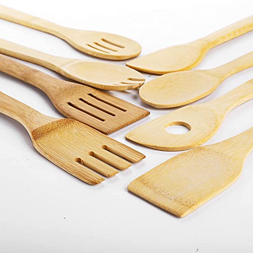 DEAYOU 16 PCS Bamboo Kitchen Utensils, Wood Spoons Spatula Set for Cooking, Nonstick Natural Cooking Utensils for Cookware, Wok, Everyday Use, Mothers Day Gifts, Housewarming Gifts - Image 4