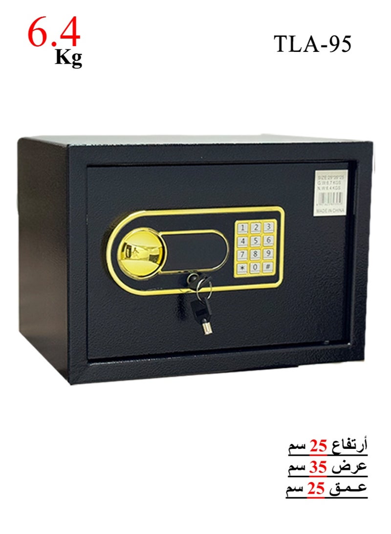 تجوري خزنة فندقية أمنية - مقاومة للحرائق نوع القفل ( لوحة أرقام دجتال + مفتاح ) مقاس 25*35*25 سم وزن 6.4 كيلو - Image 1