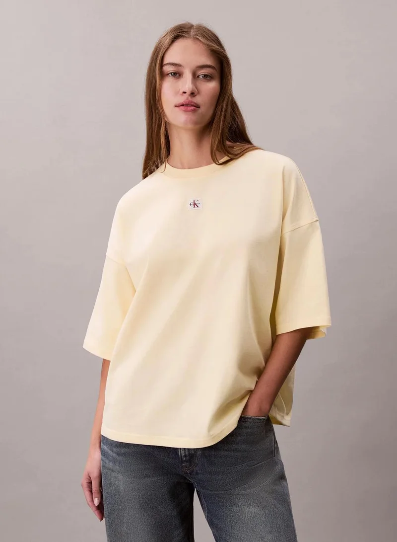Calvin Klein  Woven Label Oversized Tee for Women | Best Price UAE