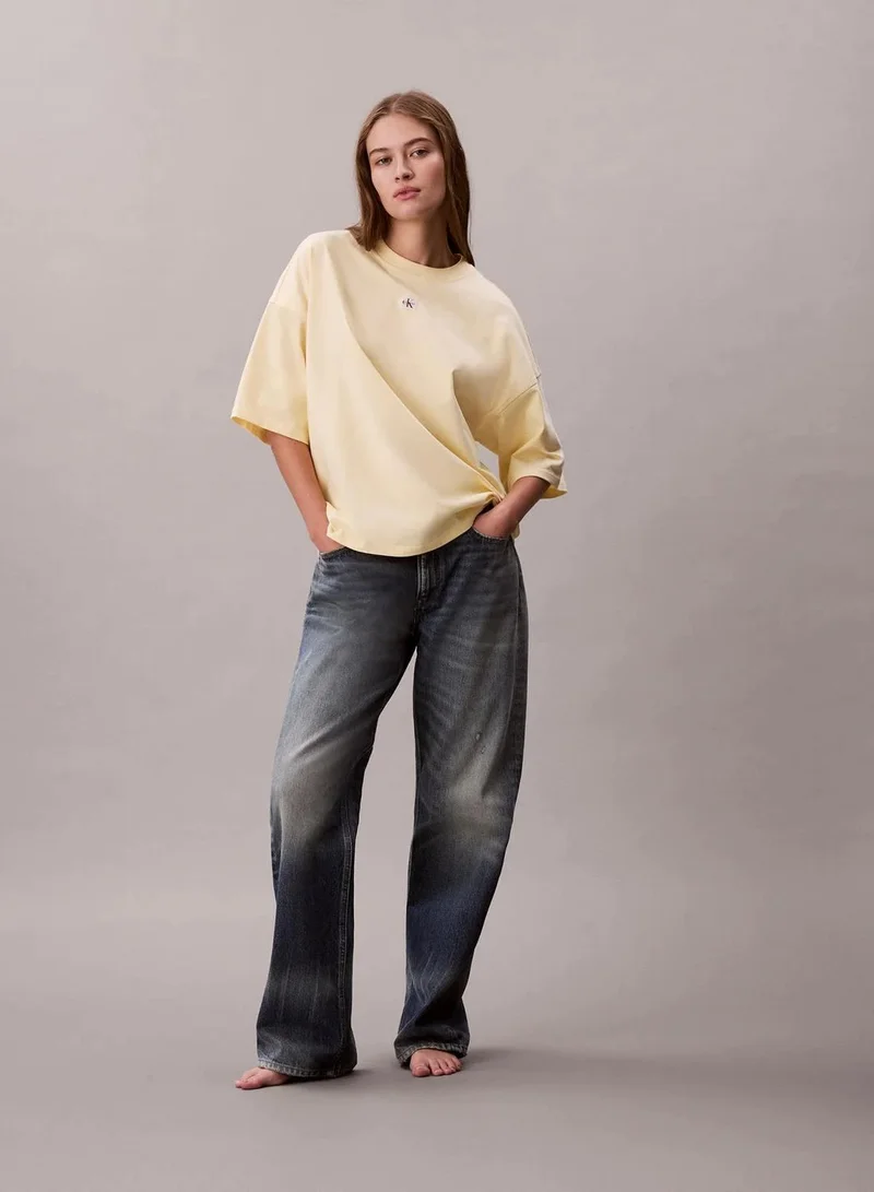 Calvin Klein  Woven Label Oversized Tee for Women | Best Price UAE