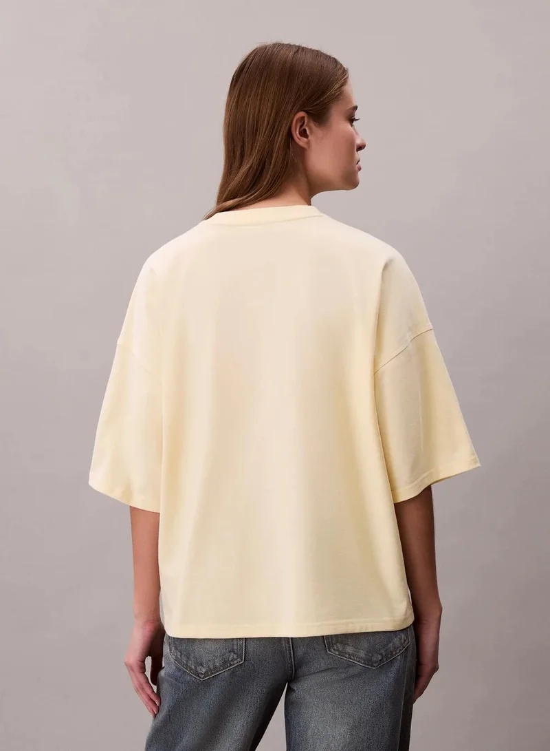 Calvin Klein  Woven Label Oversized Tee for Women | Best Price UAE