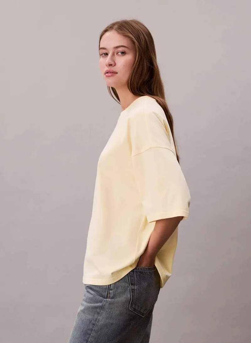 Calvin Klein  Woven Label Oversized Tee for Women | Best Price UAE