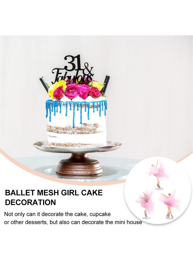 NUOBESTY 3 قطع زينة كب كيك للبنات تمثال فتاة راقصة لعيد ميلاد الفتيات لوازم حفلة الباليه - Image 3