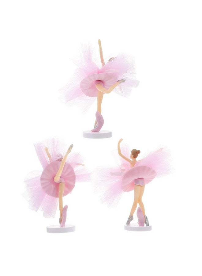 NUOBESTY 3 قطع زينة كب كيك للبنات تمثال فتاة راقصة لعيد ميلاد الفتيات لوازم حفلة الباليه - Image 1