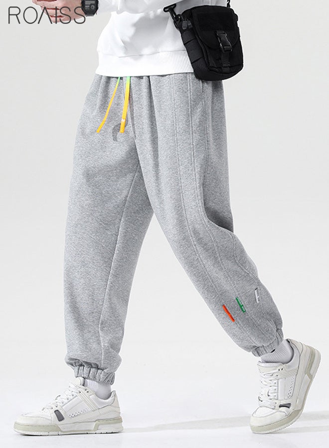 roaiss بنطال رياضي فضفاض غير رسمي للرجال موضة الكاحل ضيق Sweatpants تصميم ملون برباط مع جيوب عملية على كلا الجانبين - Image 2