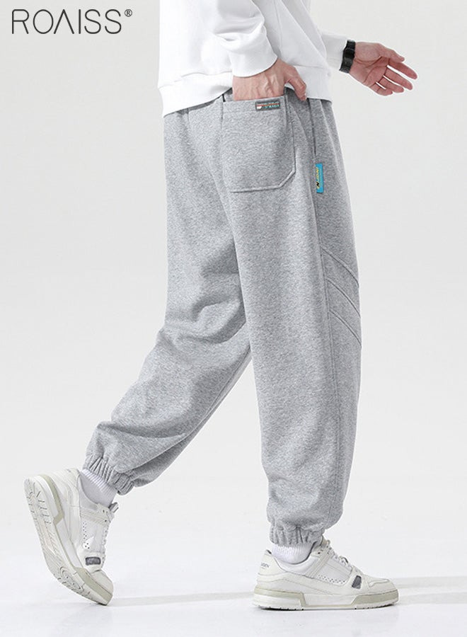 roaiss بنطال رياضي فضفاض غير رسمي للرجال موضة الكاحل ضيق Sweatpants تصميم ملون برباط مع جيوب عملية على كلا الجانبين - Image 4