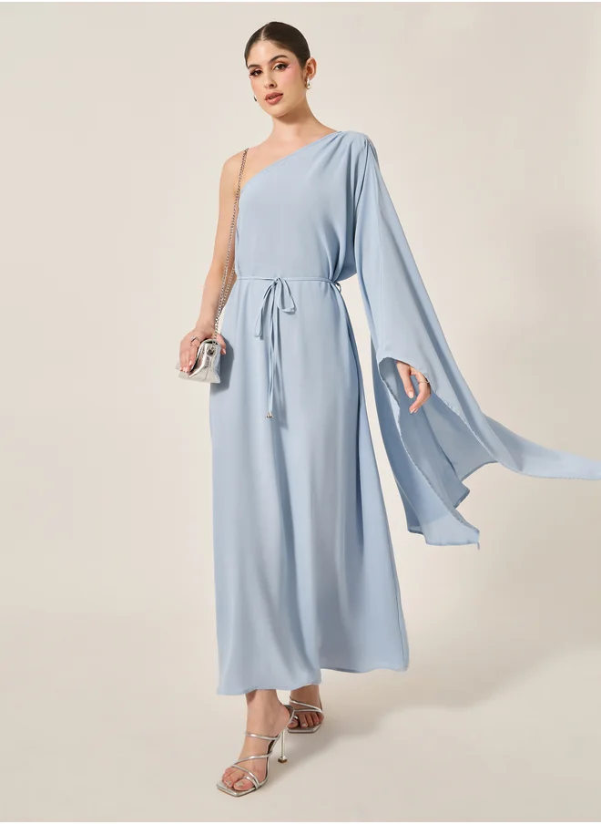 ستايلي Solid One Shoulder A-Line Maxi Dress