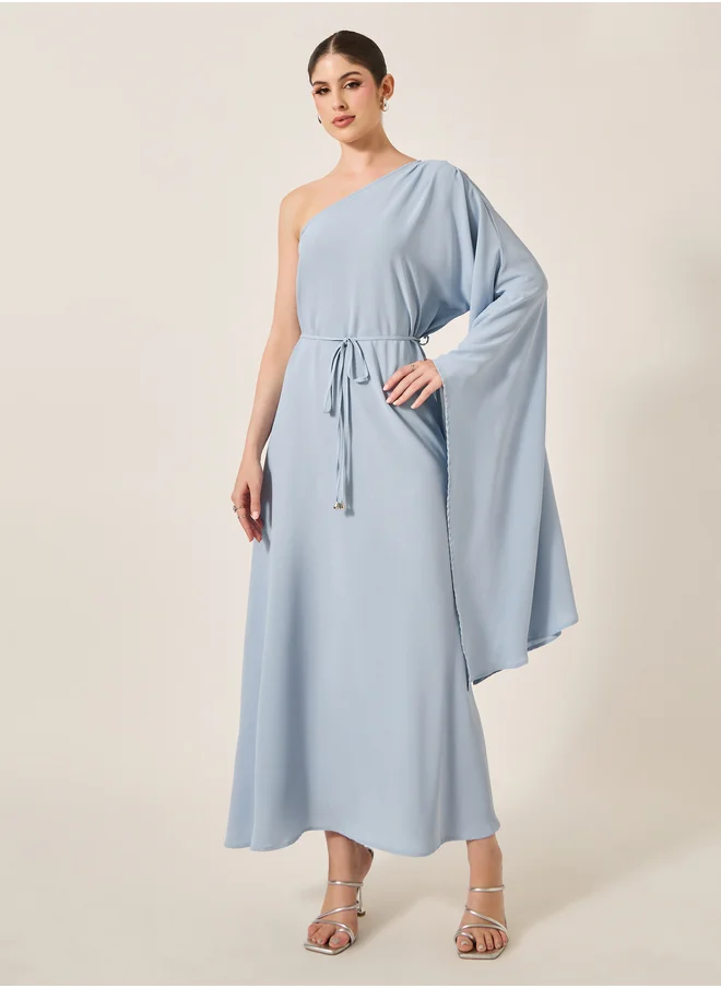 ستايلي Solid One Shoulder A-Line Maxi Dress