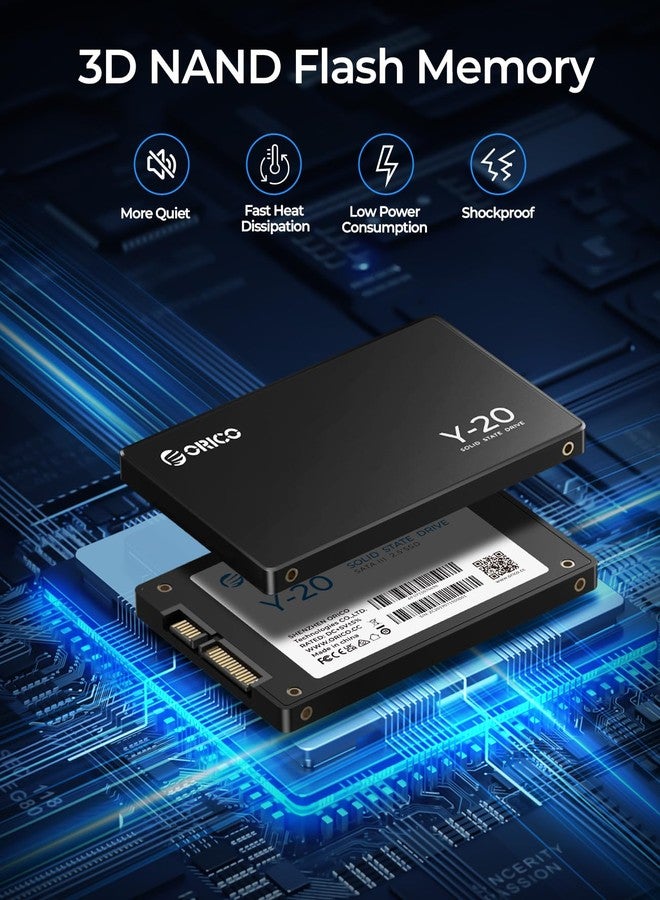 أوريكو قرص صلب داخلي من نوع ORICO NAND SSD - 2.5 بوصة - SATA III - سرعة قراءة تصل إلى 500 ميجابايت/ثانية، سعة 128 جيجابايت، مناسب لأجهزة الكمبيوتر المكتبية والمحمولة - Y20 - Image 5
