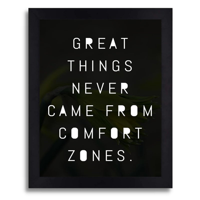 Interio Crafts Comfort Zone Motivational Wall Frame Self Inspirational Quote Framed Poster for Office or Home Wall Decor Poster for Students Black Frame 13 X 10 Inches