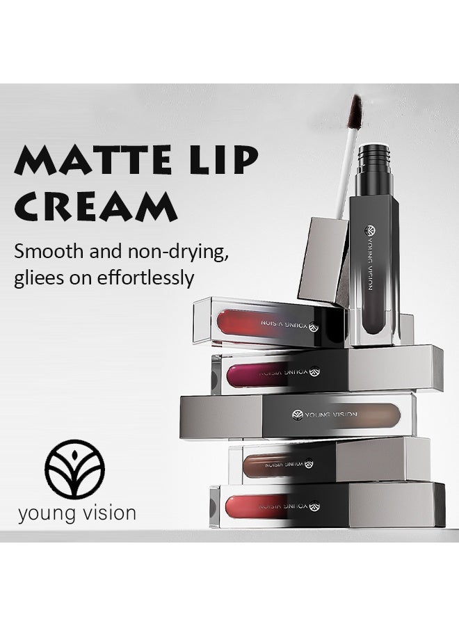 YOUNG VISION Matte Lip Cream，Velvet Matte Liquid Lipstick Long Lasting, 4-in-1 Multi-Use Brown Makeup for Lips, Blush, Eyeshadow & Contour, Smooth & Non-Drying Silky Liquid Lipstick, Buildable High Pigment | Velvet Matte, Smooth  #01 - Image 3