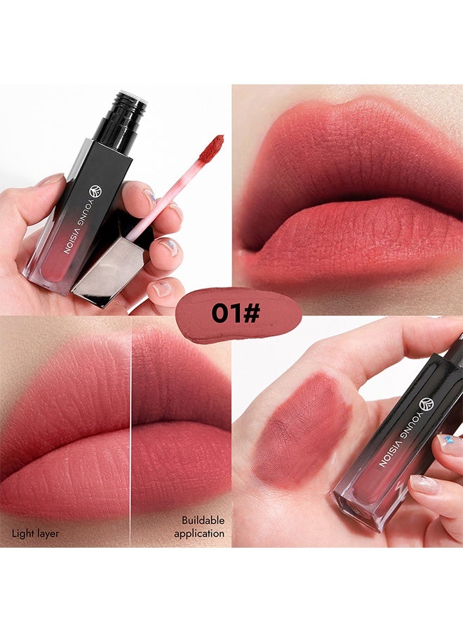 YOUNG VISION Matte Lip Cream，Velvet Matte Liquid Lipstick Long Lasting, 4-in-1 Multi-Use Brown Makeup for Lips, Blush, Eyeshadow & Contour, Smooth & Non-Drying Silky Liquid Lipstick, Buildable High Pigment | Velvet Matte, Smooth  #01 - Image 2