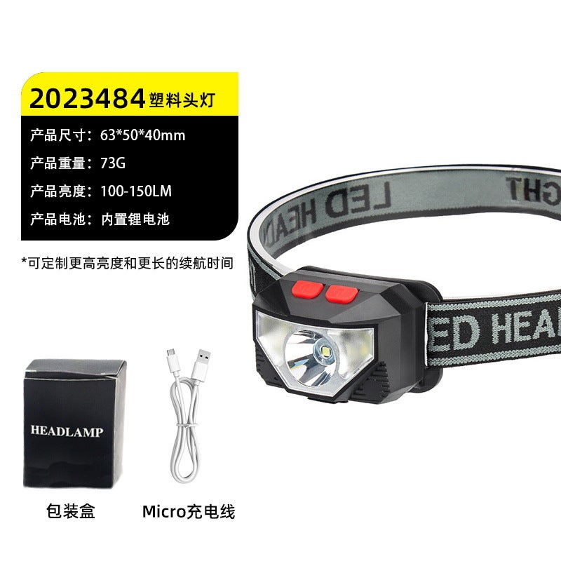 Outdoor Led Mini Ultra-Light Strong Light Headlamp Floodlight Night Fishing Hiking Miner Lamp Running Camping Headlamp Factory Batch [three-light induction model] plastic headlight internal electrical set 2023484