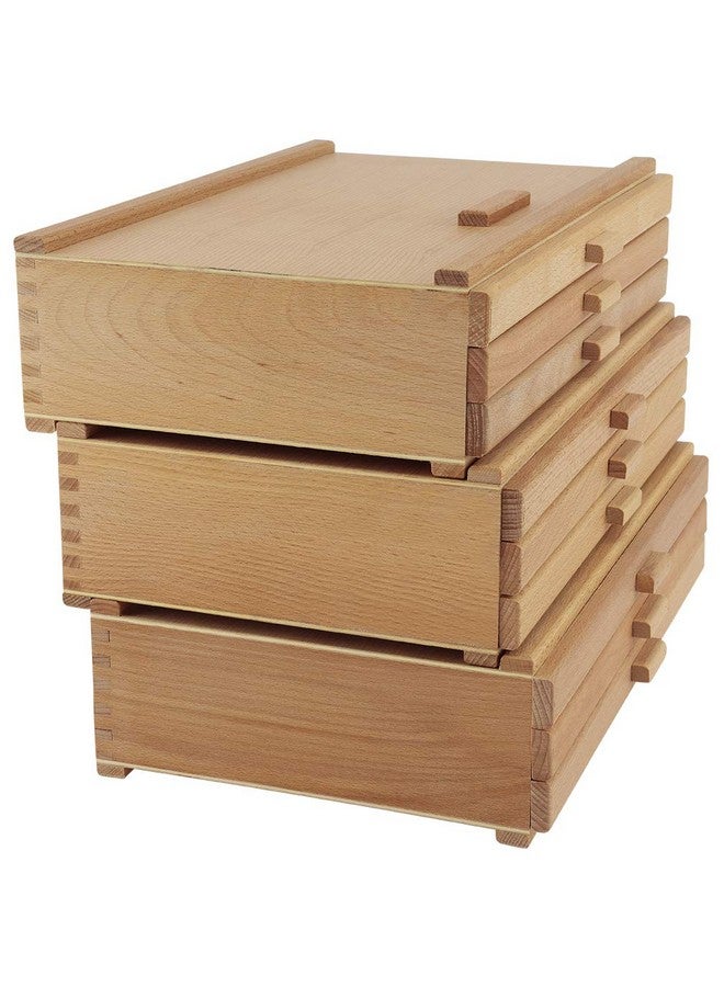 كرييتف مارك صندوق تخزين باستيل من كريتيف مارك، صندوق خشبي بثلاثة أدراج مع بطانة من الإسفنج، صندوق تخزين قوي وقابل للتكديس لمستلزمات الفنون والحرف اليدوية لأدوات الفنانين والأقلام وأقلام الرصاص والمزيد، لمسة نهائية طبيعية - Image 5