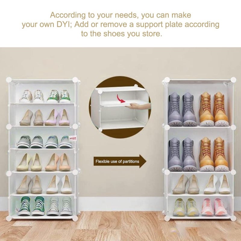 AYSIS Portable Plastic Shoe Rack Organizer with Door, 30 Pairs Shoe Storage Cabinet Easy Assembly, Adjustable Shoe Storage Organizer Stackable Detachable Shoe Rack DIY (12-Layer-6-Door, White) - Image 3
