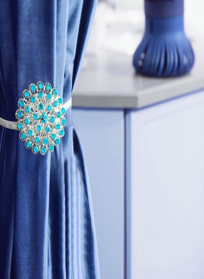 DiDida 4 Packs Curtain Magnetic Buckle Spring Window Decoration Curtain Tie Rope for Home Office Decoration (Peacock Blue) - Image 4