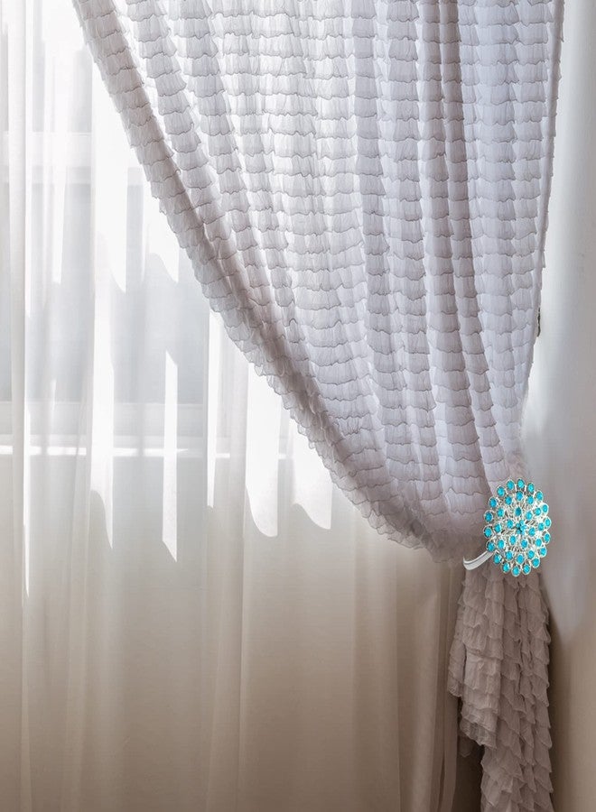 DiDida 4 Packs Curtain Magnetic Buckle Spring Window Decoration Curtain Tie Rope for Home Office Decoration (Peacock Blue) - Image 5